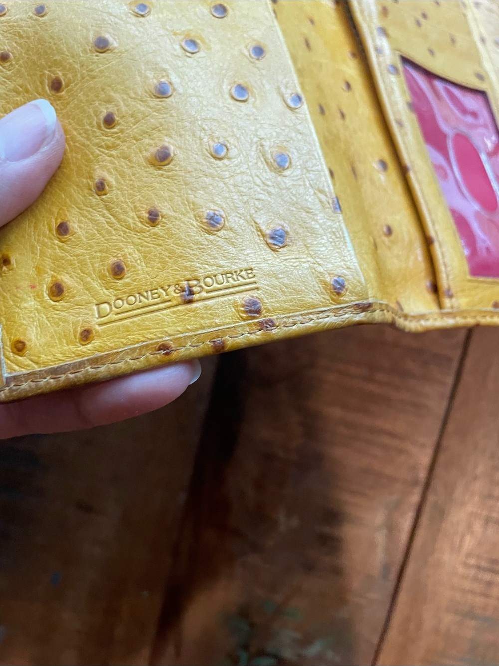 Dooney & Bourke Yellow Ostrich-Embossed Wallet - Picture 3 of 7